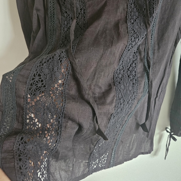 Loveshackfancy Black Lace Peasant Boho Blouse Size 1 - Picture 6 of 12